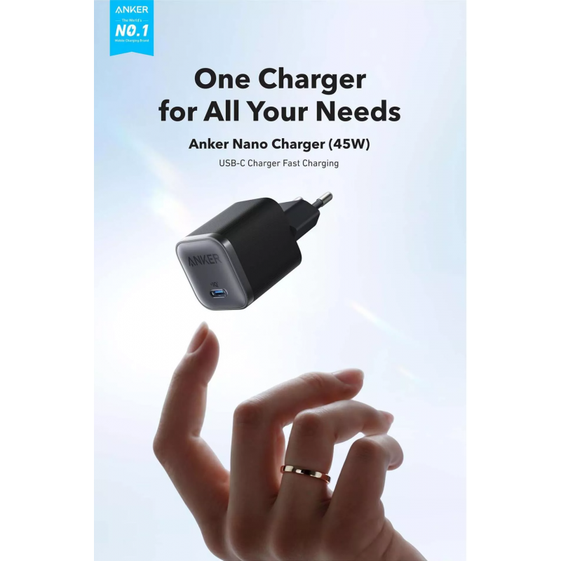 Anker Nano Fali Töltő, 45W, 3A, 1 x USB-C, Fekete A2692L11-1