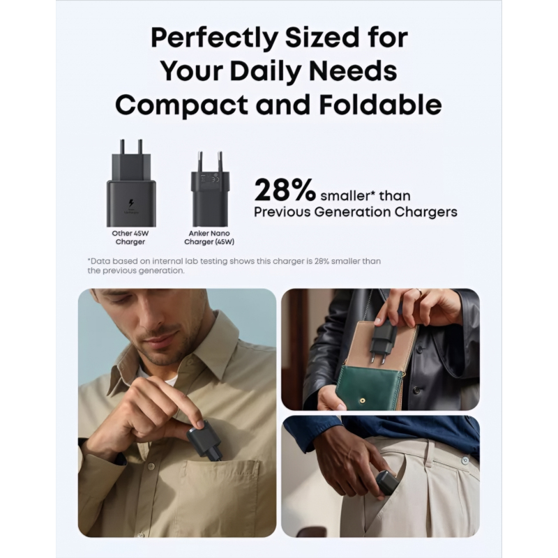 Anker Nano Fali Töltő, 45W, 3A, 1 x USB-C, Fekete A2692L11-3