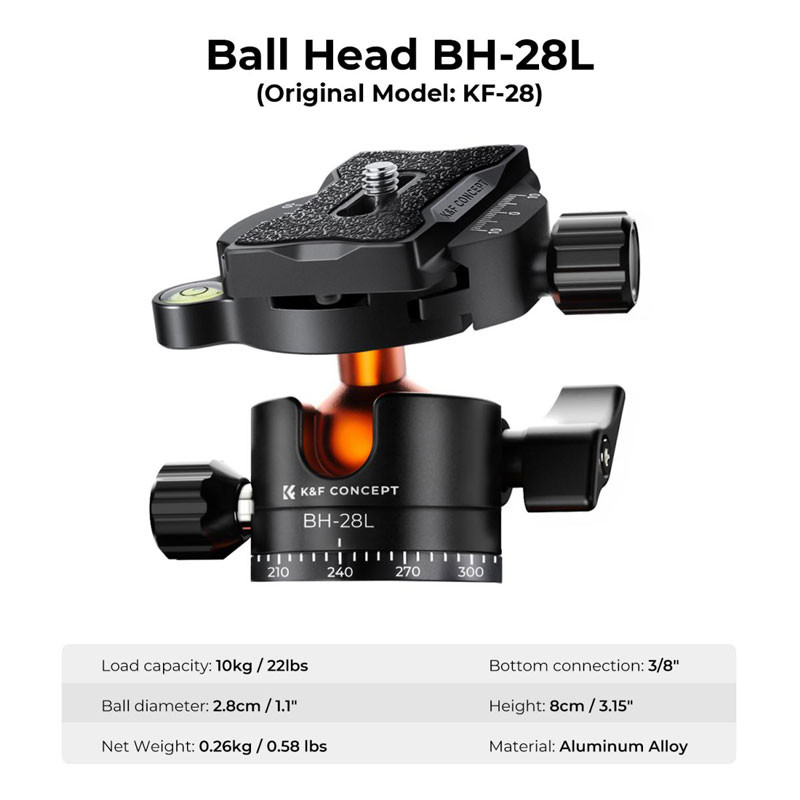 K&F Concept O254A1 állvány BH-28L gömbfejjel-1