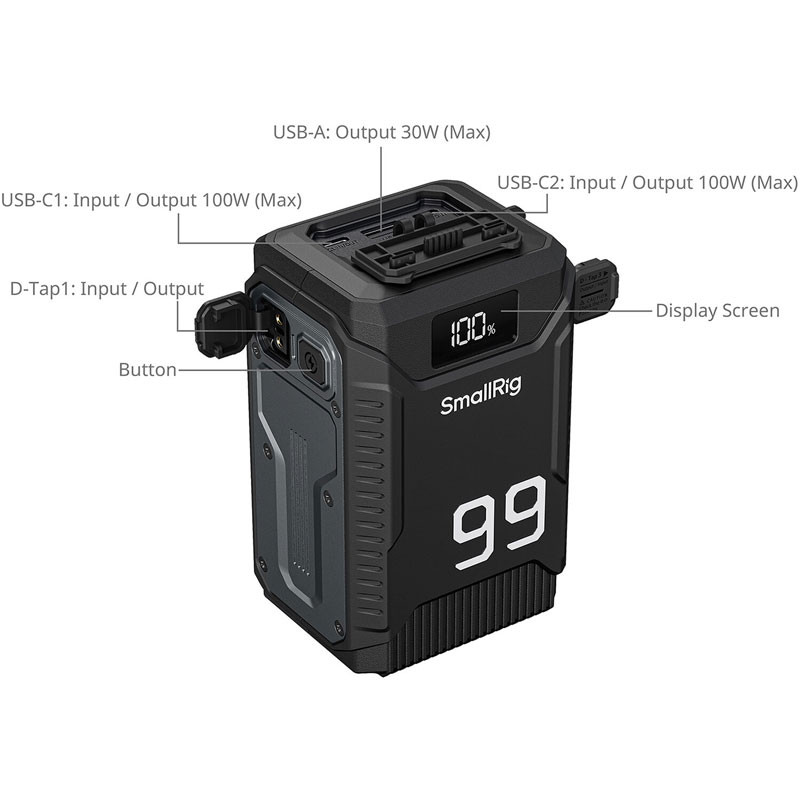 Smallrig T99 5864 V-Mount akkumulátor powerbank funkcióval-1