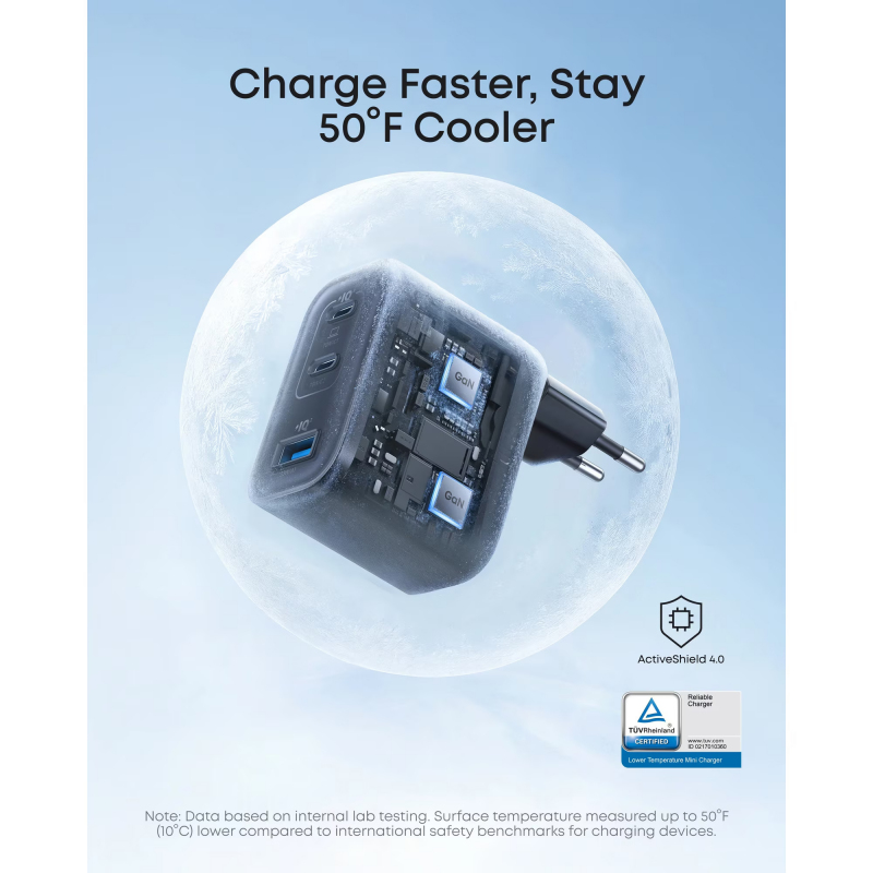 Anker Nano fali töltő, 70W, 3.5A, 1 x USB-A - 2 x USB-C, Fekete A121AL11-1