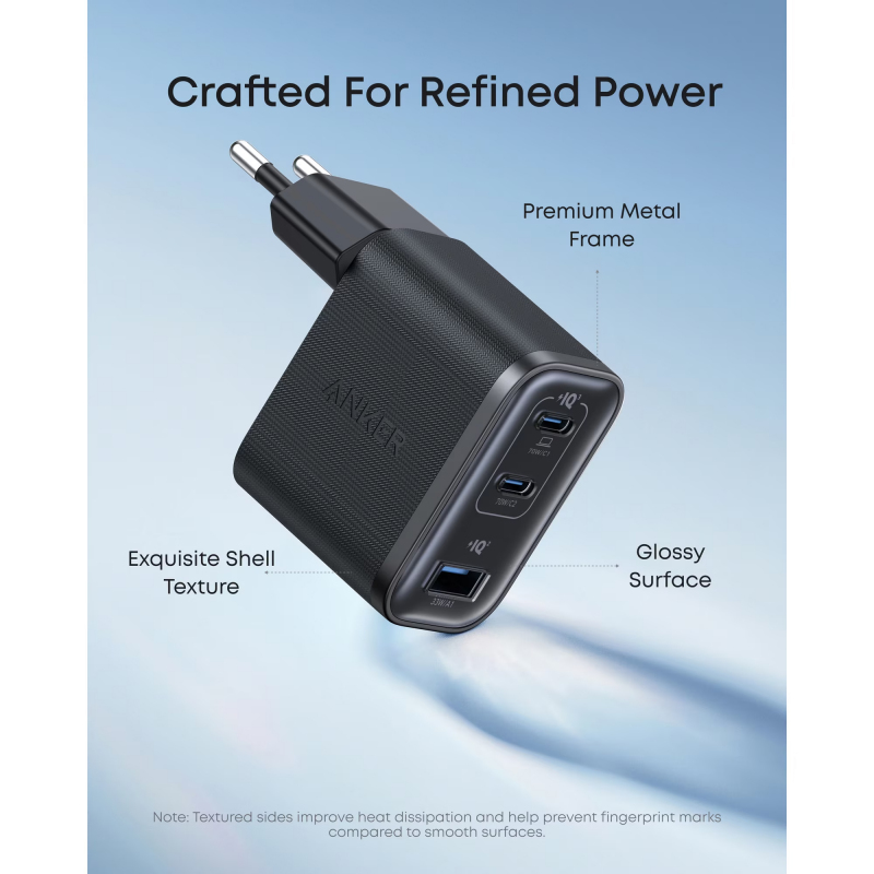 Anker Nano fali töltő, 70W, 3.5A, 1 x USB-A - 2 x USB-C, Fekete A121AL11-4