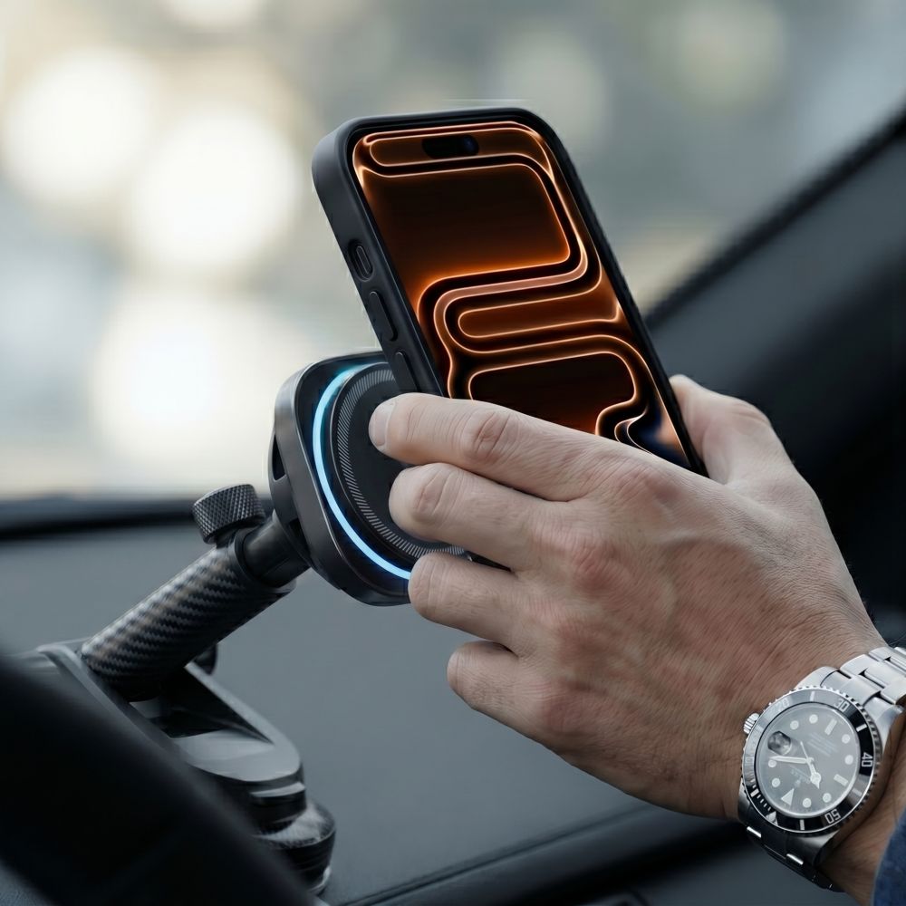 Tech-Protect V20 ArcticBoost mágneses MagSafe műszerfalra és szellőzőrácsra rögzíthető autós tartó vezeték nélküli töltővel 25W Qi2.2 fekete-4