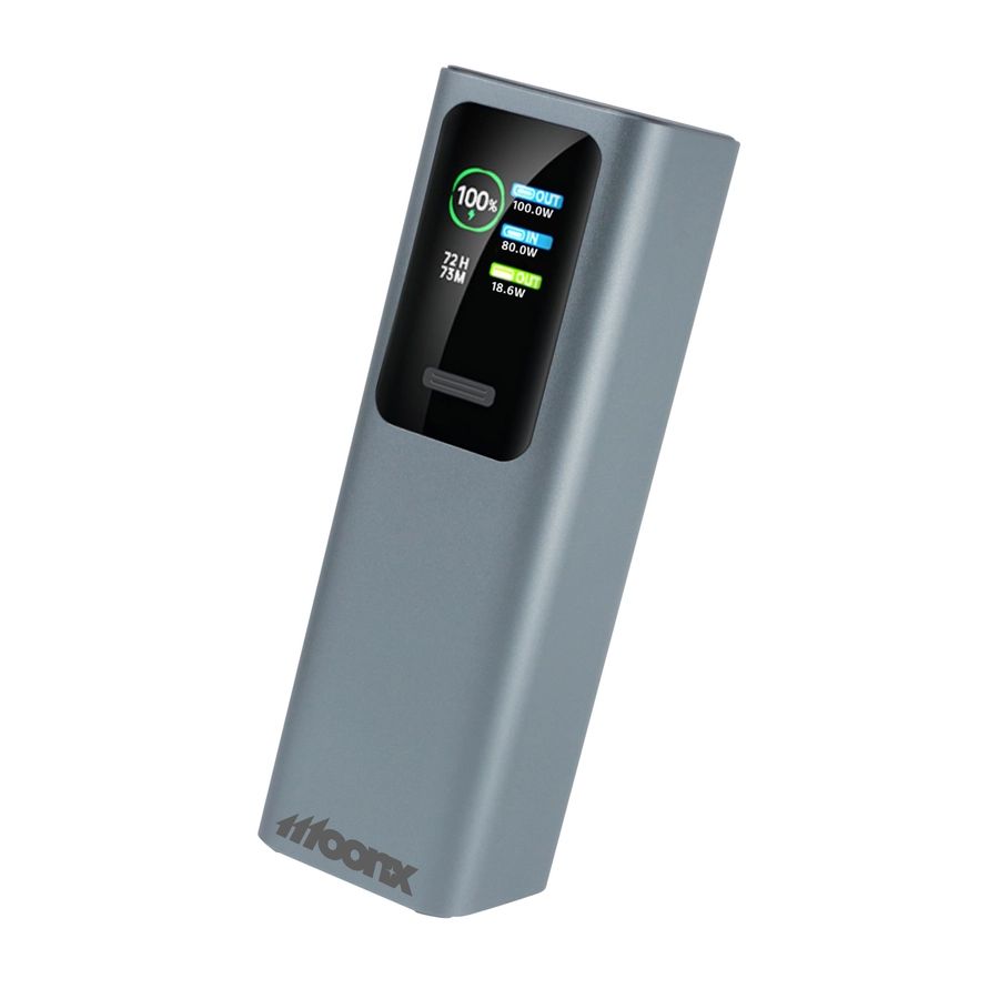 MOONX MP07 PD külső akkumulátor 165W 2xUSB-C + 1xUSB QC3.0 22.5W 30000mAh ezüst-0