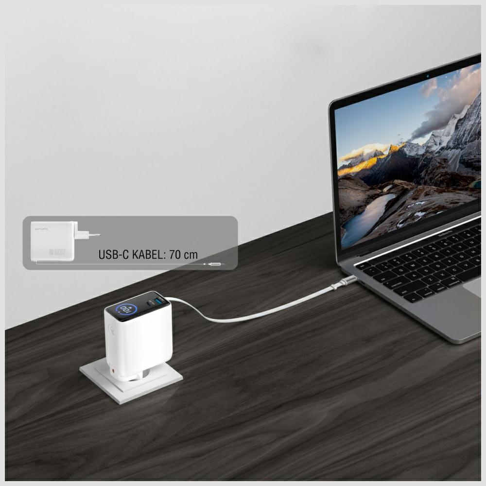 4smarts GaN Flex Screen AI 100W 2xUSB-C + USB-A hálózati töltő adapter fehér-7