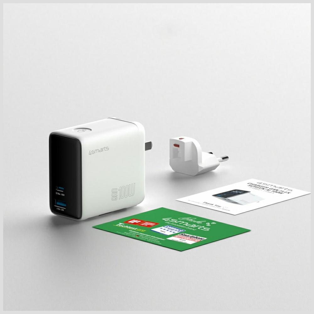4smarts GaN Flex Screen AI 100W 2xUSB-C + USB-A hálózati töltő adapter fehér-8