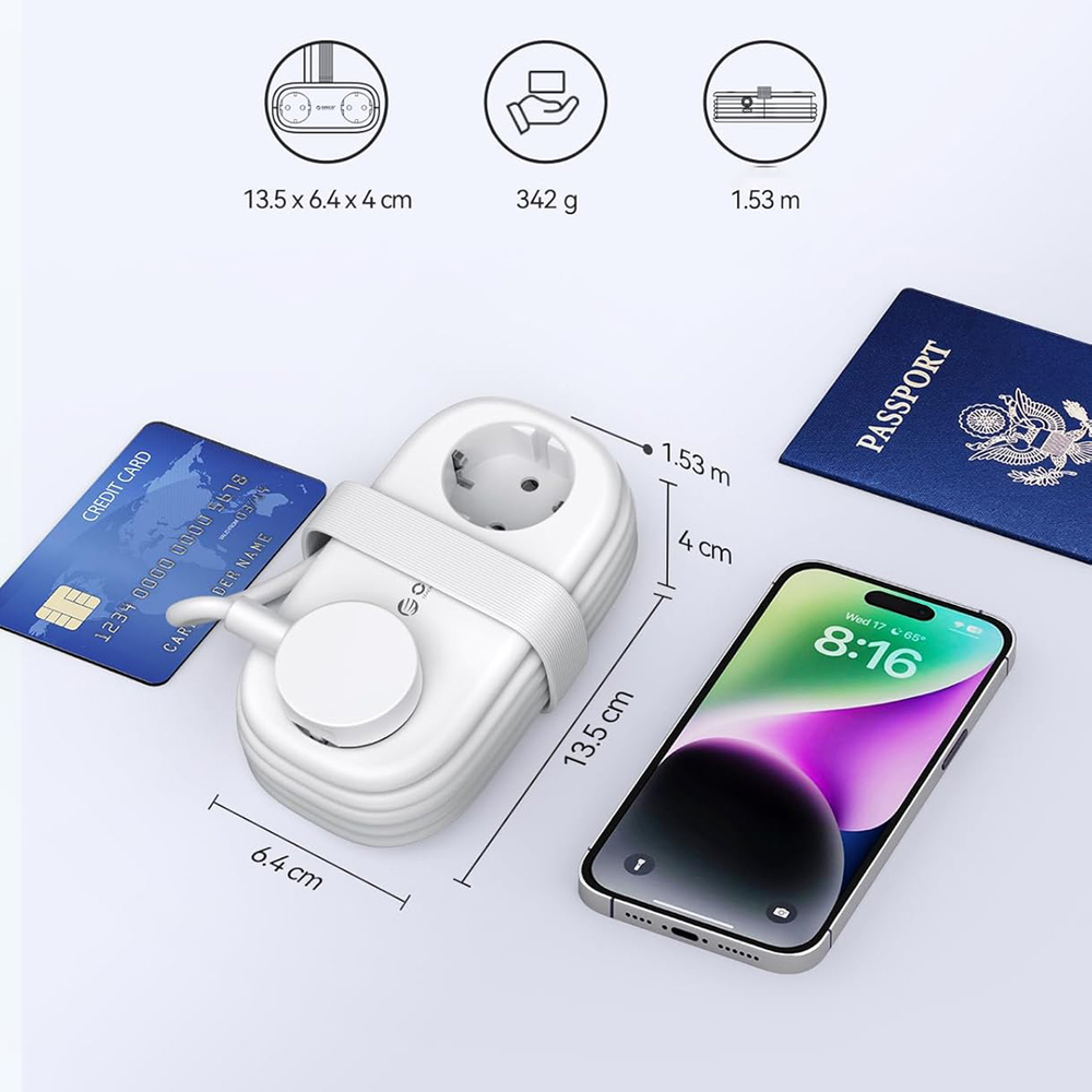Orico AP3 20W GaN 5in1 Hálózati elosztó 2x AC + 2x USB-A + 1x USB-C - Fehér-2
