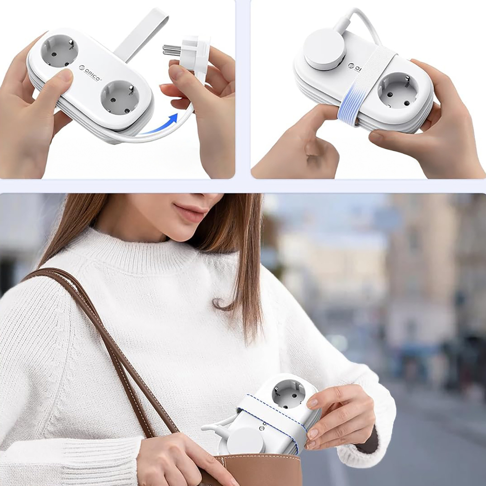 Orico AP3 20W GaN 5in1 Hálózati elosztó 2x AC + 2x USB-A + 1x USB-C - Fehér-4