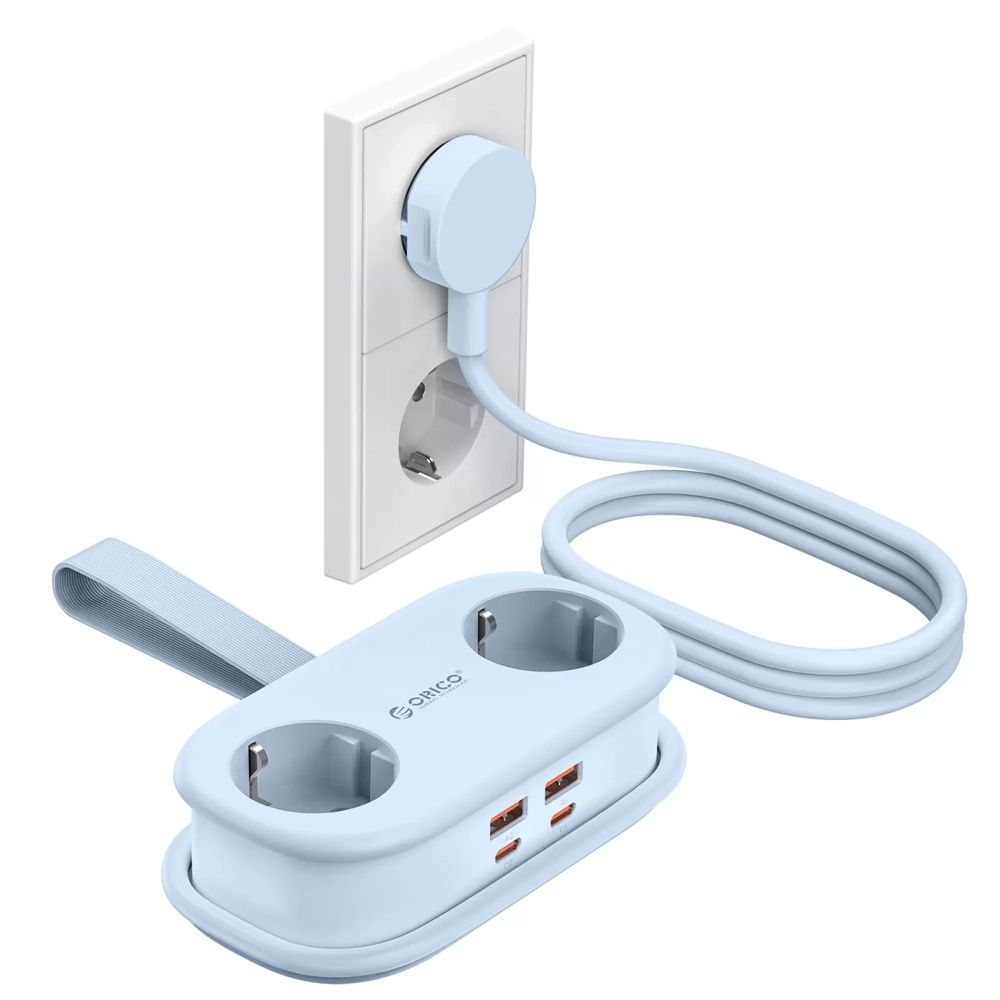 Orico AP3 65W GaN 6in1 hálózati elosztó 2x AC + 2x USB-A + 2x USB-C - Kék-1