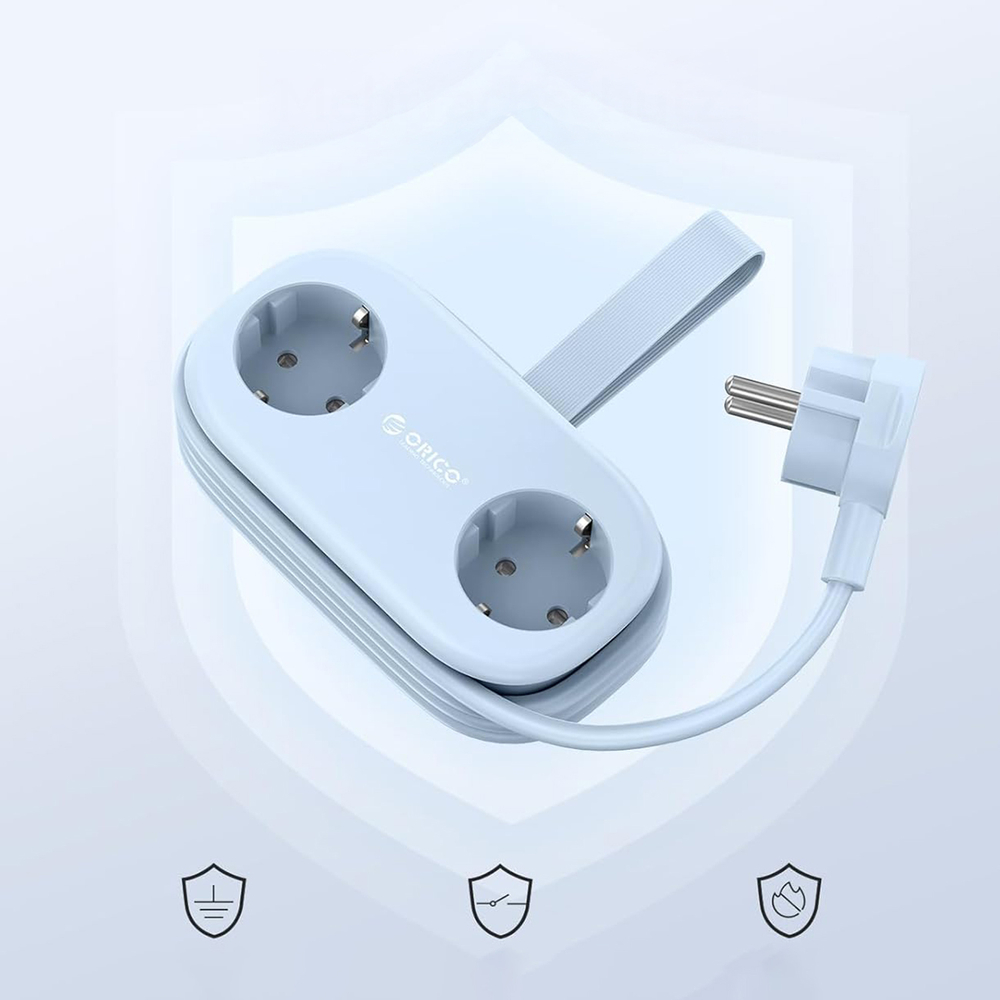 Orico AP3 65W GaN 6in1 hálózati elosztó 2x AC + 2x USB-A + 2x USB-C - Kék-2