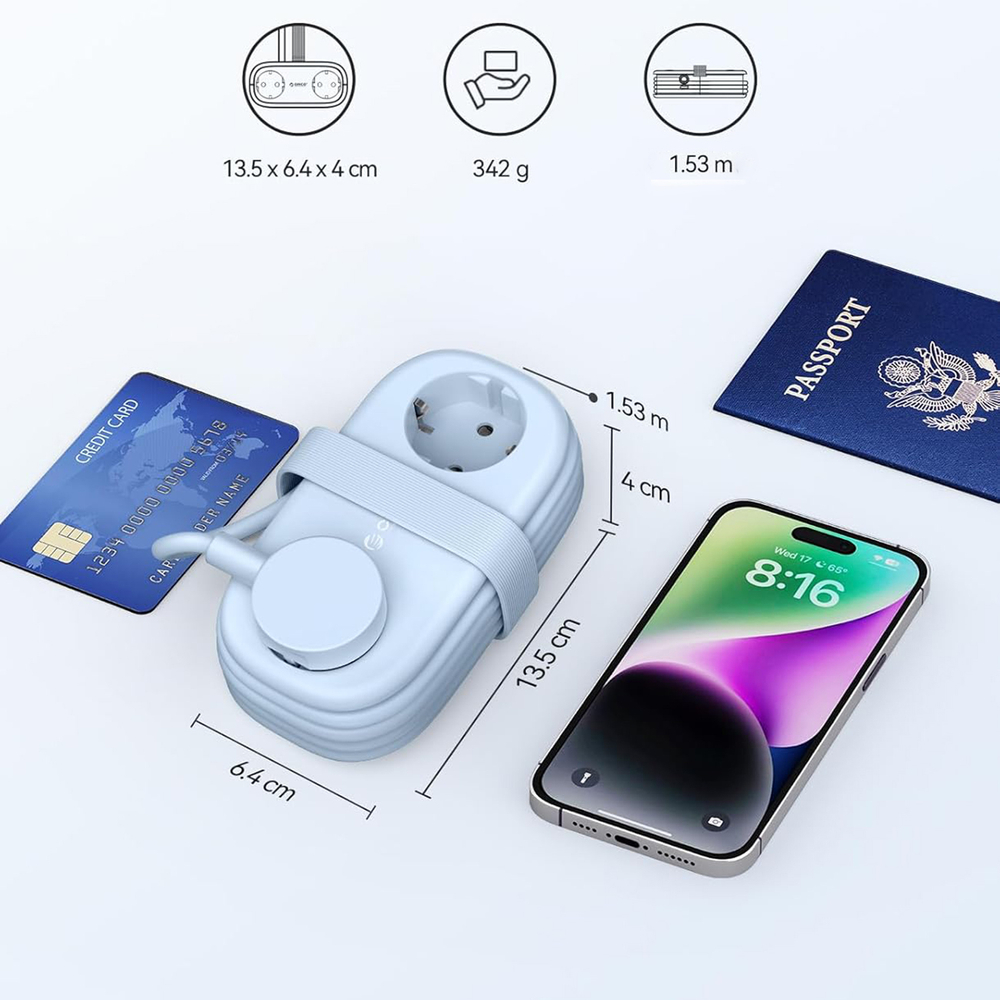 Orico AP3 65W GaN 6in1 hálózati elosztó 2x AC + 2x USB-A + 2x USB-C - Kék-3