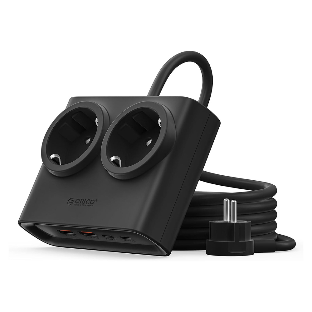 Orico PDC25 25W 6 az 1-ben Hálózati elosztó 2x AC + 2x USB-A + 2x USB-C - Fekete-0