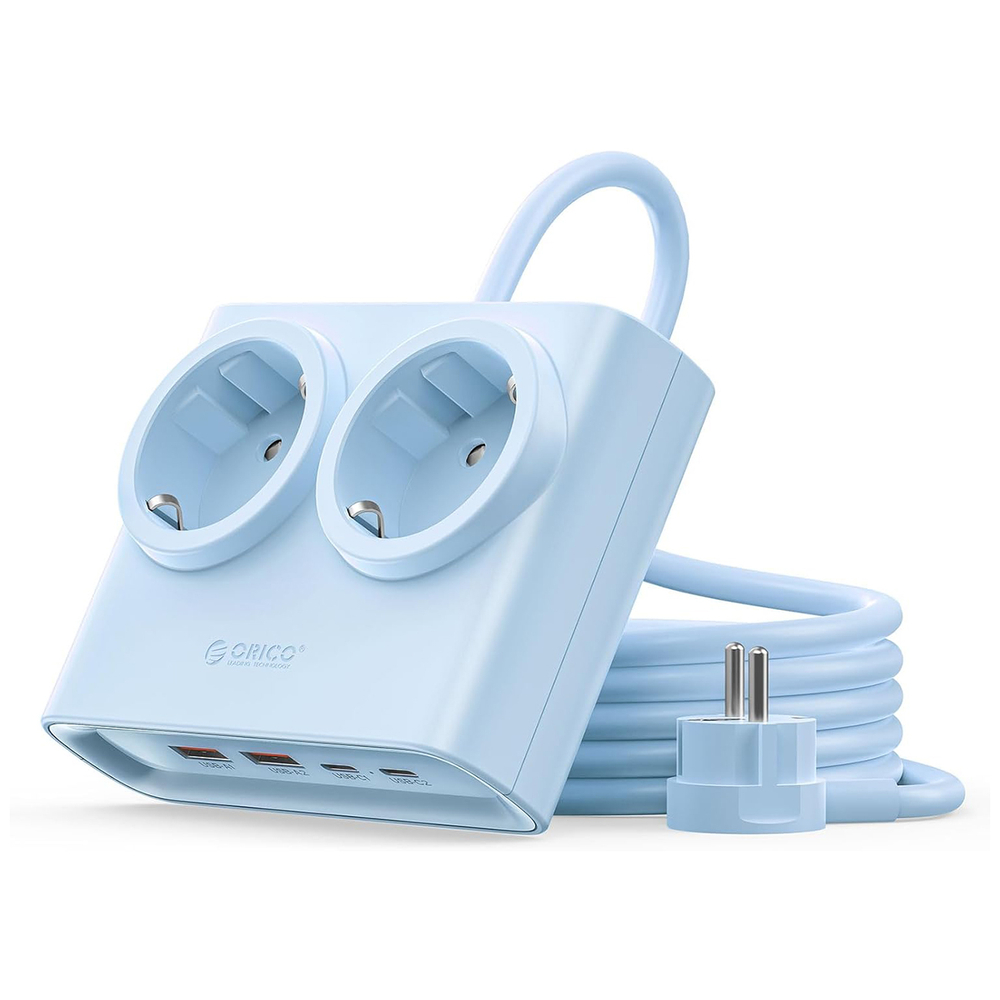 Orico PDC25 25W 6 az 1-ben hálózati elosztó 2x AC + 2x USB-A + 2x USB-C - Kék-0