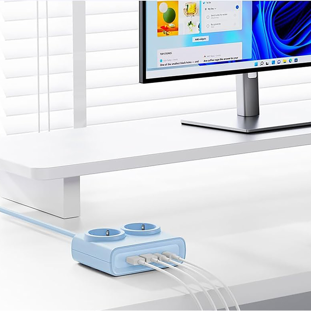 Orico PDC25 25W 6 az 1-ben hálózati elosztó 2x AC + 2x USB-A + 2x USB-C - Kék-1