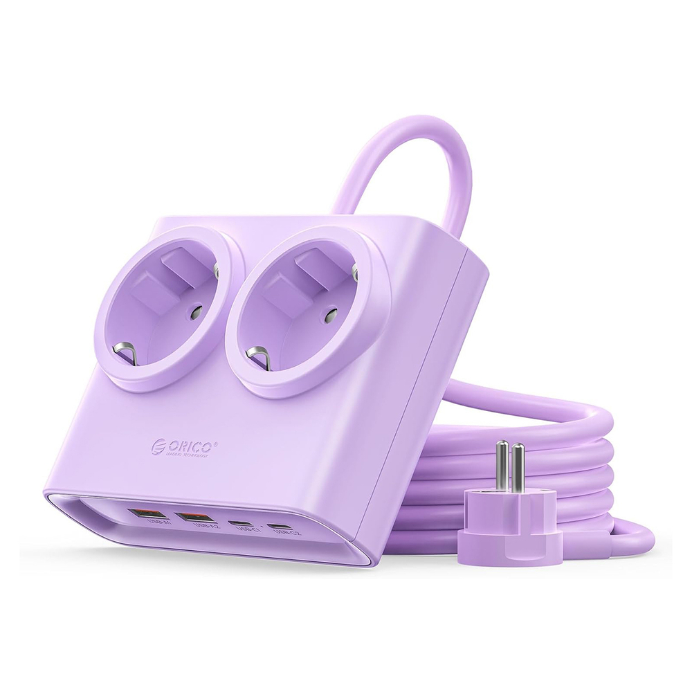 Orico PDC25 25W 6in1 hálózati elosztó 2x AC + 2x USB-A + 2x USB-C - Lila-0