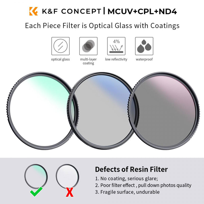 K&F Concept 52mm MCUV+CPL+ND4 szűrő kit-1