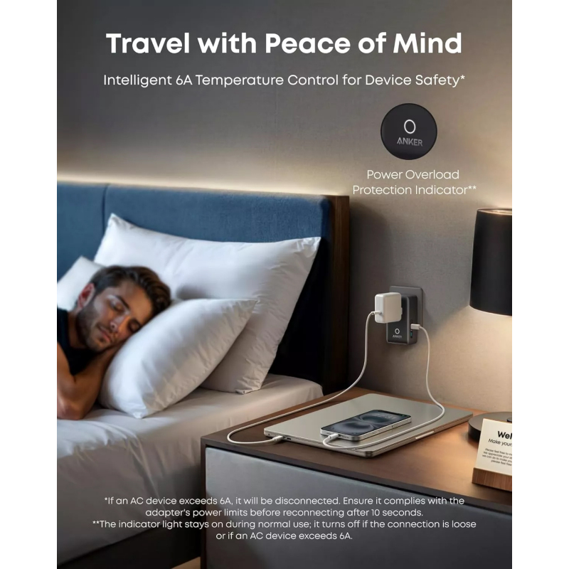 Fali töltő Anker Nano Travel, 20W, 3A, 2 x USB-A - 2 x USB-C, Fekete A9215H11-5