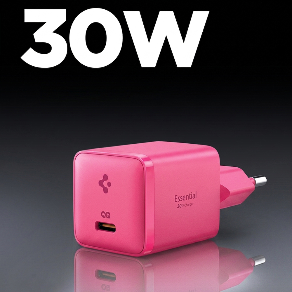 Spigen - Fali töltő Arcstation Essential EE301EU (ACH10449) - Type-C, Quick Charge, PD30W - Rózsaszín-1