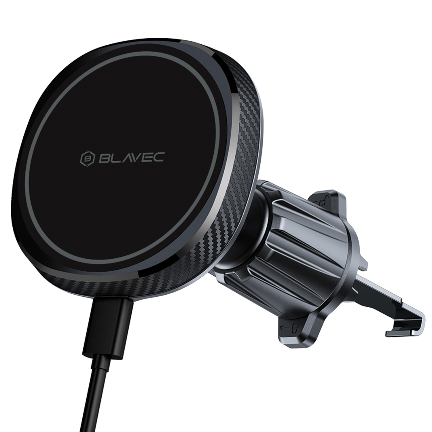 Blavec autós telefontartó BHC-06B 15W mágneses indukciós töltéssel és aktív hűtéssel légbeömlőre (BHC06B-MAVIB) fekete-1