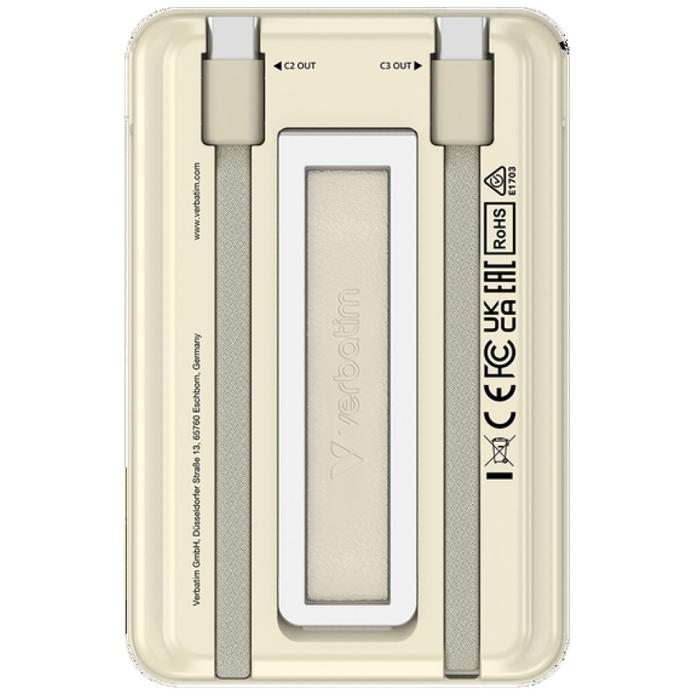 Verbatim Charge'n' Go 15W 5000mAh mágneses vezeték nélküli powerbank 2x USB-C kábellel arany 32253-1