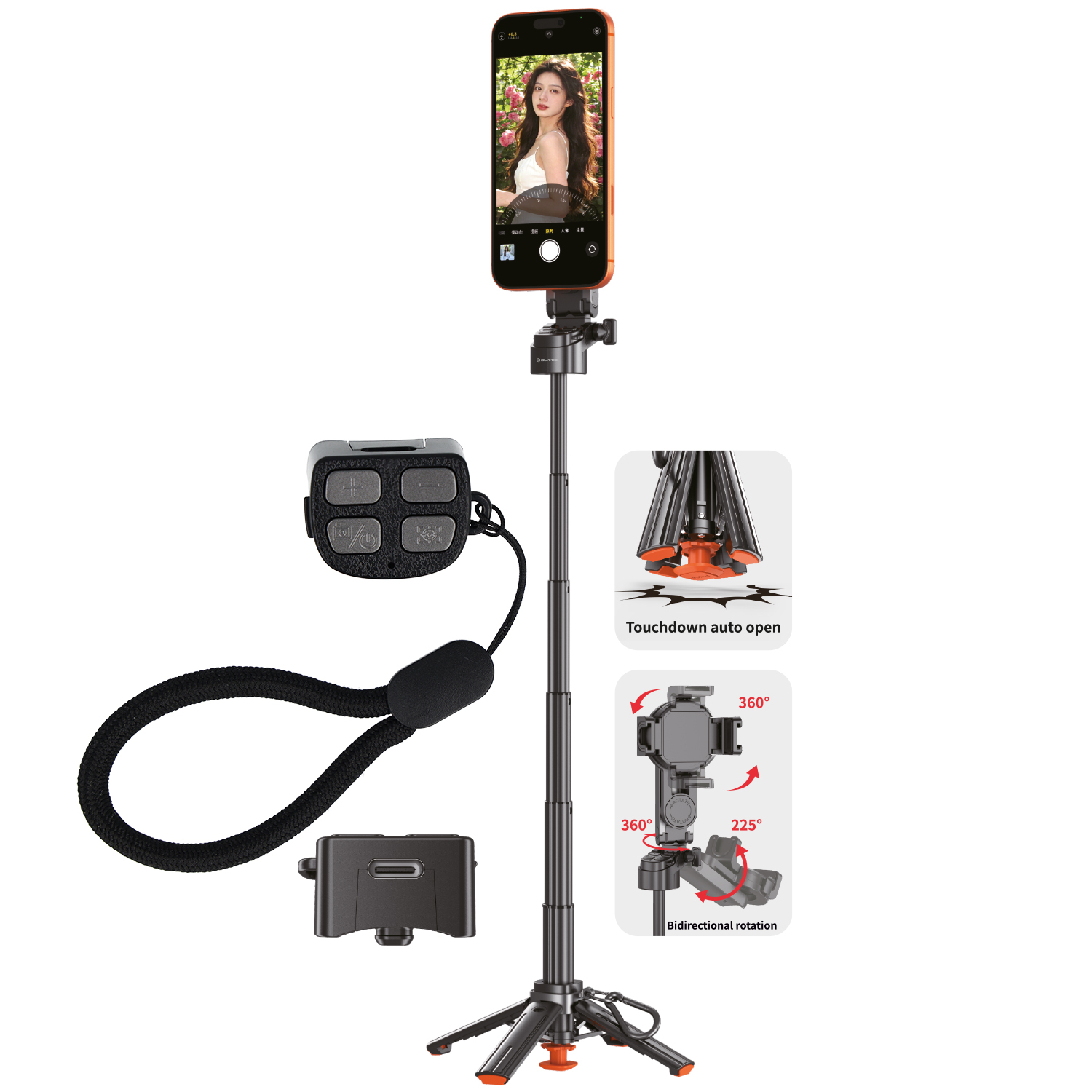 Blavec Selfie Stick Alumínium Coco PRO Mini P-01 Magsafe Auto pop quadripod + távirányító + tartó 0,48 méter (SSCPMP01-MQHB048) fekete-1
