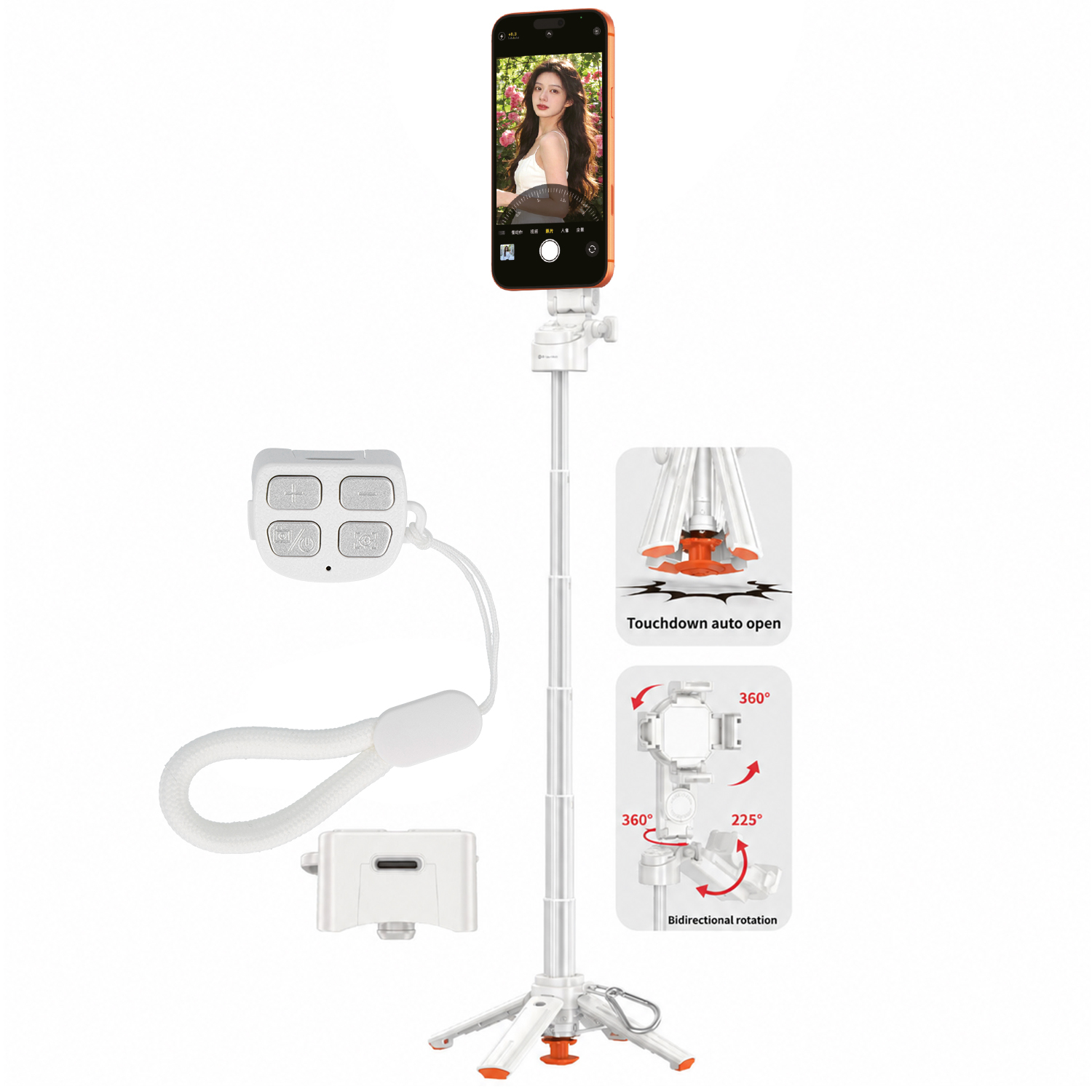 Blavec Selfie Stick Aluminium Coco PRO Mini P-01 Magsafe Auto pop quadripod + távirányító + tartó 0,48 méter (SSCPMP01-MQHW048) fehér Selfie bot-1