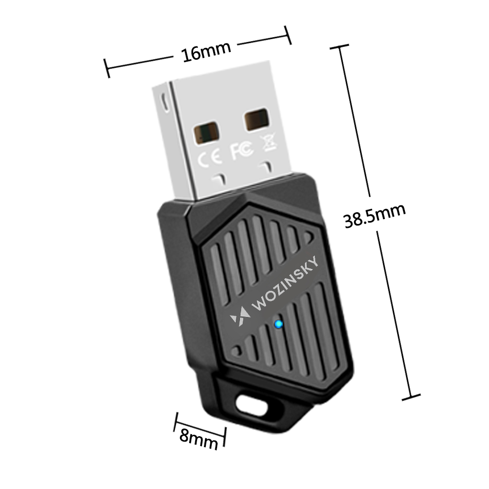 Wozinsky kétsávos USB Wi‑Fi 6 adapter Bluetooth 5.4-gyel - fekete-1