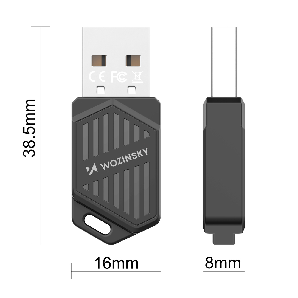 Wozinsky kétsávos USB Wi‑Fi 6 adapter Bluetooth 5.4-gyel - fekete-2