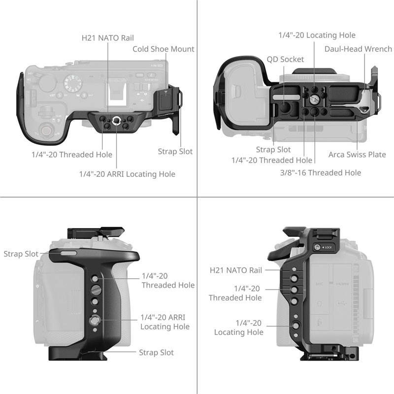 SmallRig 6372 HawkLock gyorskioldós kamera cage Canon EOS R6 V-hez-1