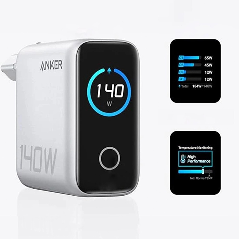 Anker - Fali töltő (B2697G41) - 3x USB-C, USB, 140W, Gyors töltés Type-C kábellel - Szürke-2