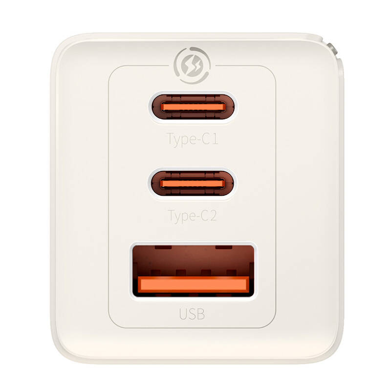 Baseus GaN5 Pro hálózati USB-C töltő adapter 2x USB-C + USB, 65W, 1 m, fehér-10