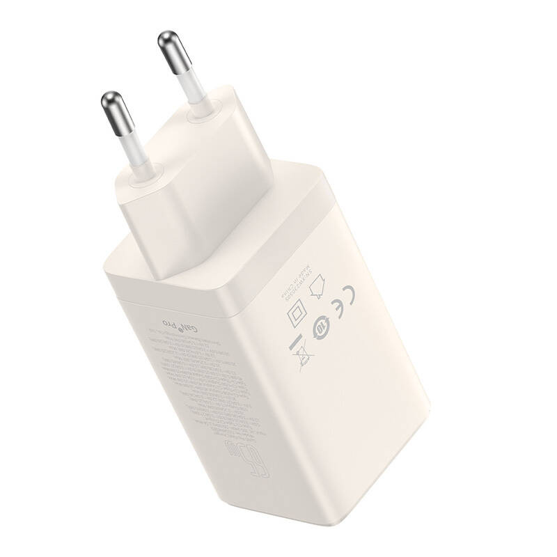 Baseus GaN5 Pro hálózati USB-C töltő adapter 2x USB-C + USB, 65W, 1 m, fehér-8
