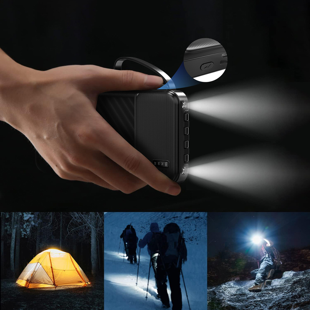 Wozinsky W11-B 10000mAh 10W Powerbank beépített kábelekkel és zseblámpával - Fekete-3