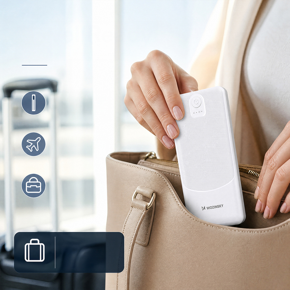 Powerbank Wozinsky Wpower WPBBK-3 10000 mAh 10W 2x USB-A 2A - fehér-3