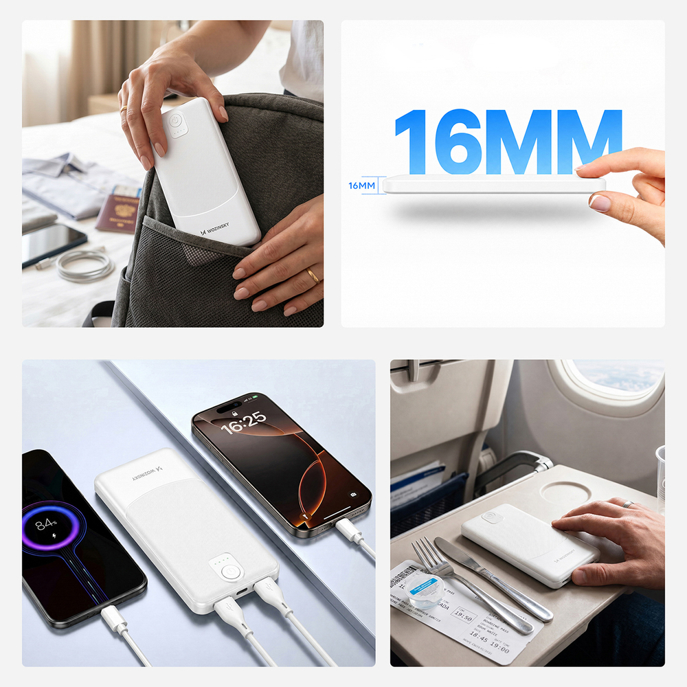 Powerbank Wozinsky Wpower WPBBK-3 10000 mAh 10W 2x USB-A 2A - fehér-11