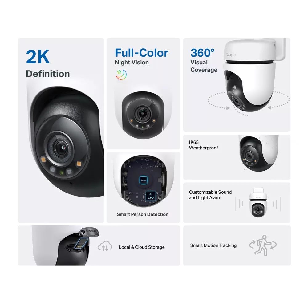 TP-LINK Vezeték nélküli Biztonsági Kamera Kültéri Tapo C510W Fehér EU-3