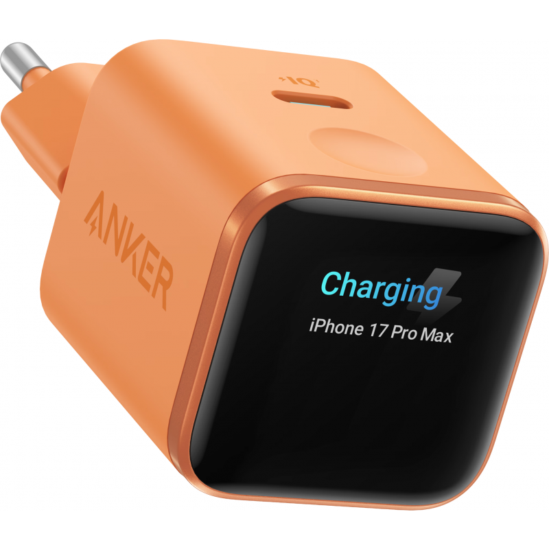Fali töltő Anker Nano Display, 45W, 3A, 1 x USB-C, Narancssárga A121DGO1-0