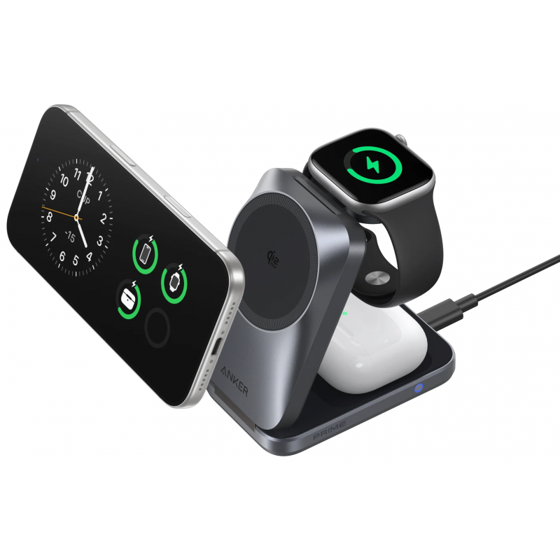 Vezeték nélküli töltőállomás Anker Prime MagGo 3in1, 25W, 1.67A, fekete A25N1 magsafe-0