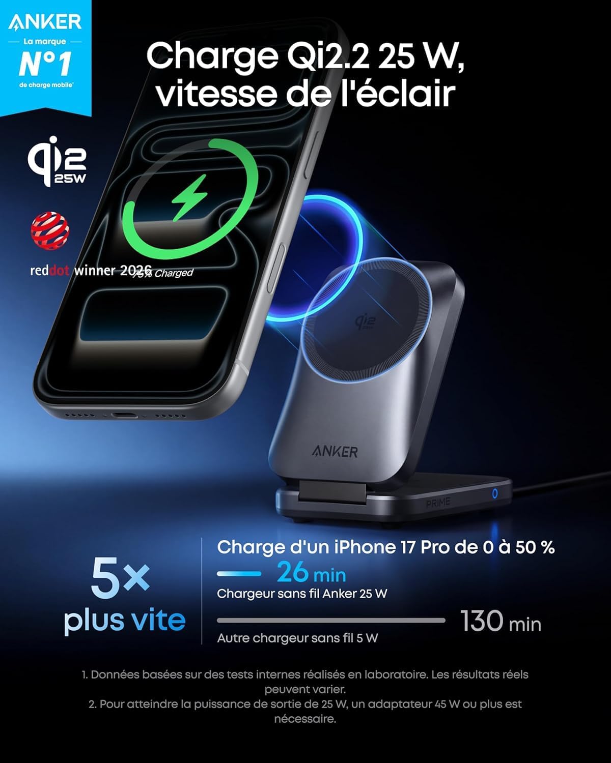 Vezeték nélküli töltőállomás Anker Prime MagGo 3in1, 25W, 1.67A, fekete A25N1 magsafe-6