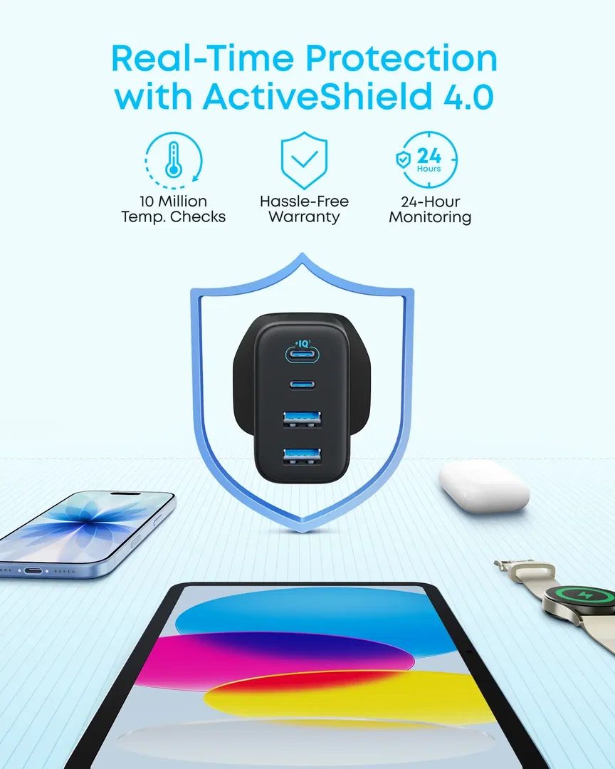 Anker Zolo fali töltő, 50W, 3A, 2 x USB-A - 2 x USB-C, fehér-2