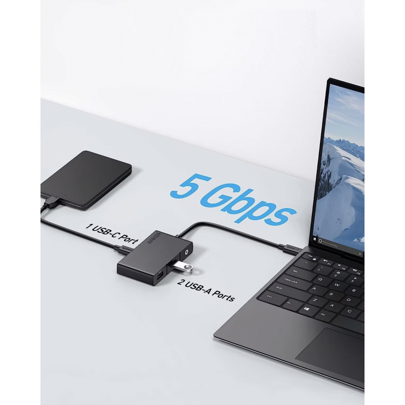 USB-C Hub Anker 332, 2 x USB-A - 2 x USB-C - 1 x HDMI, Fekete A8356G11-1