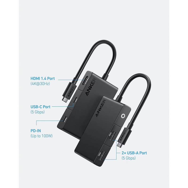 USB-C Hub Anker 332, 2 x USB-A - 2 x USB-C - 1 x HDMI, Fekete A8356G11-4