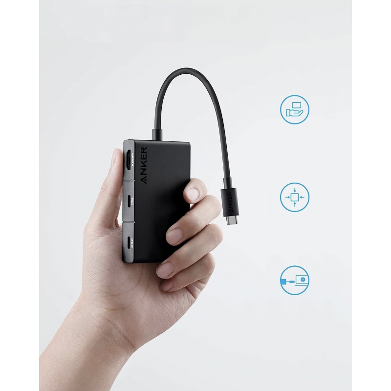 USB-C Hub Anker 332, 2 x USB-A - 2 x USB-C - 1 x HDMI, Fekete A8356G11-5