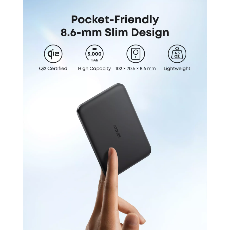 Powerbank Anker Nano, 5000mAh, 20W, PD + FQI, Fekete A1665H11-2