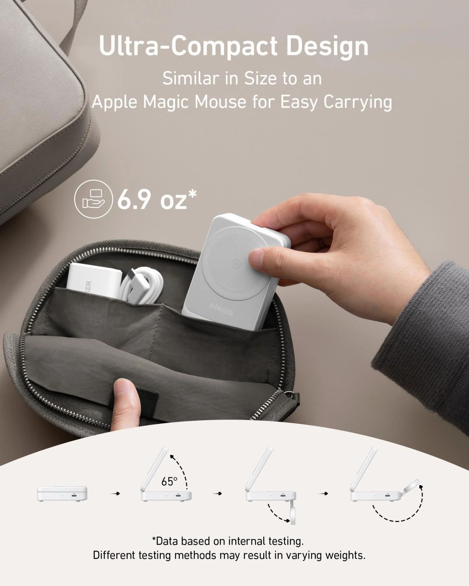 Anker Vezeték nélküli töltőállomás MagGo 3in1, 15W, 1.67A, Fehér B2557321-10