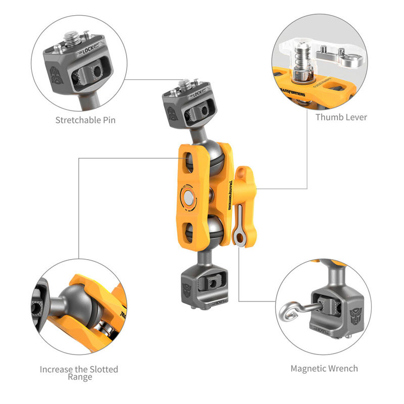 Smallrig 5522 Magic Arm Support with Dual Ball Heads 1/4”-20 Screws (Bumblebee Edition)-5