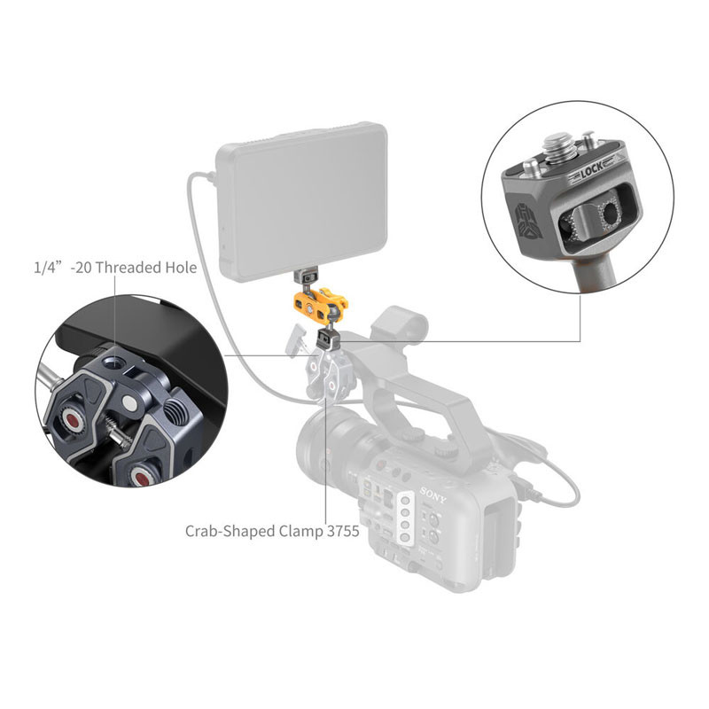 Smallrig 5522 Magic Arm Support with Dual Ball Heads 1/4”-20 Screws (Bumblebee Edition)-8