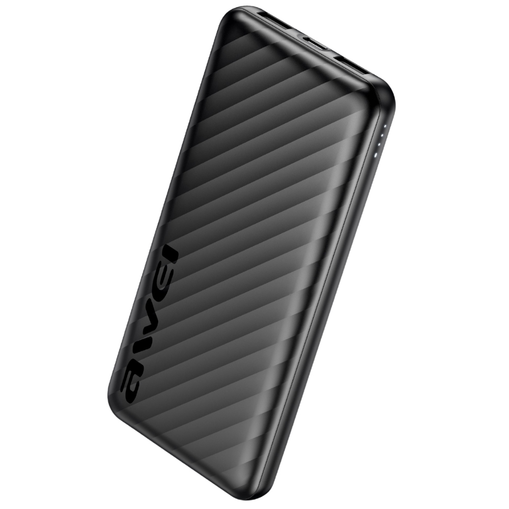 AWEI P5K Pro 10000 mAh-es 2× USB-s külső akkumulátor, fekete-0