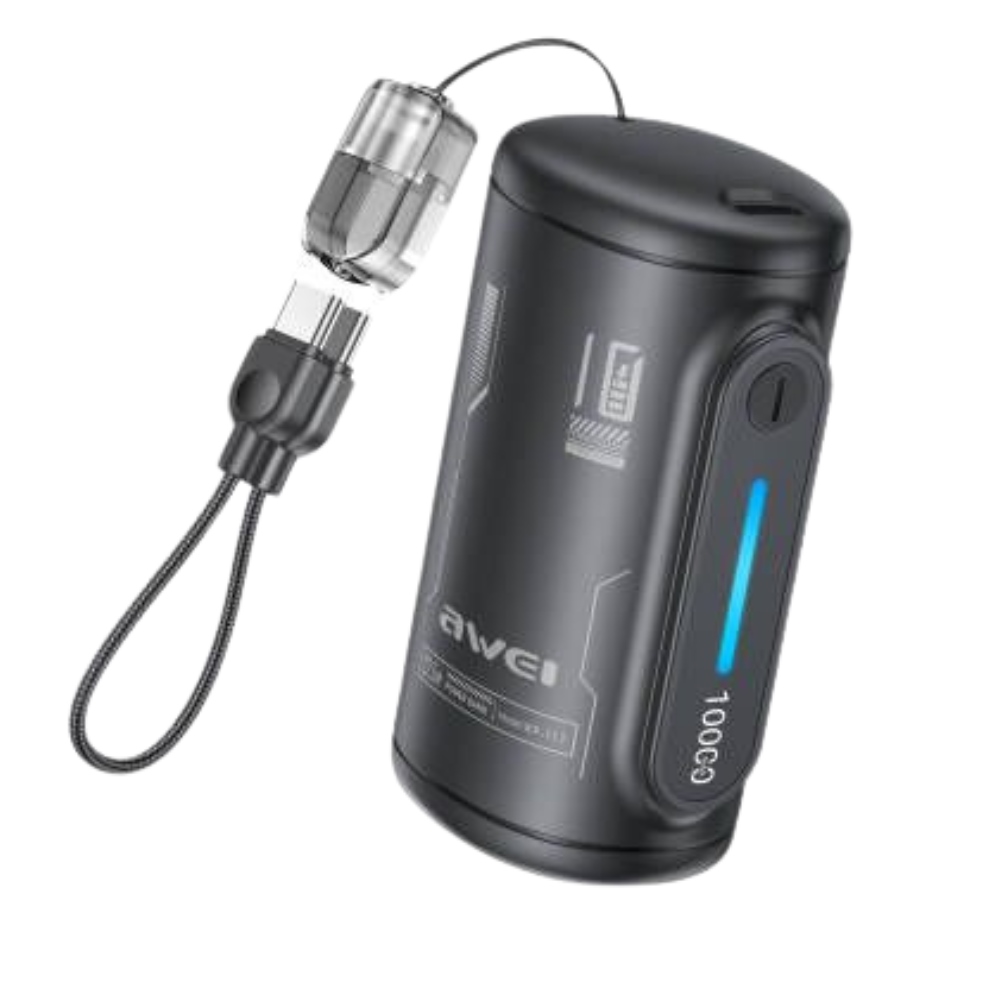 Awei WP-117 10000 mAh 22,5 W 3C 2× USB-C fekete külső akkumulátor, powerbank-0