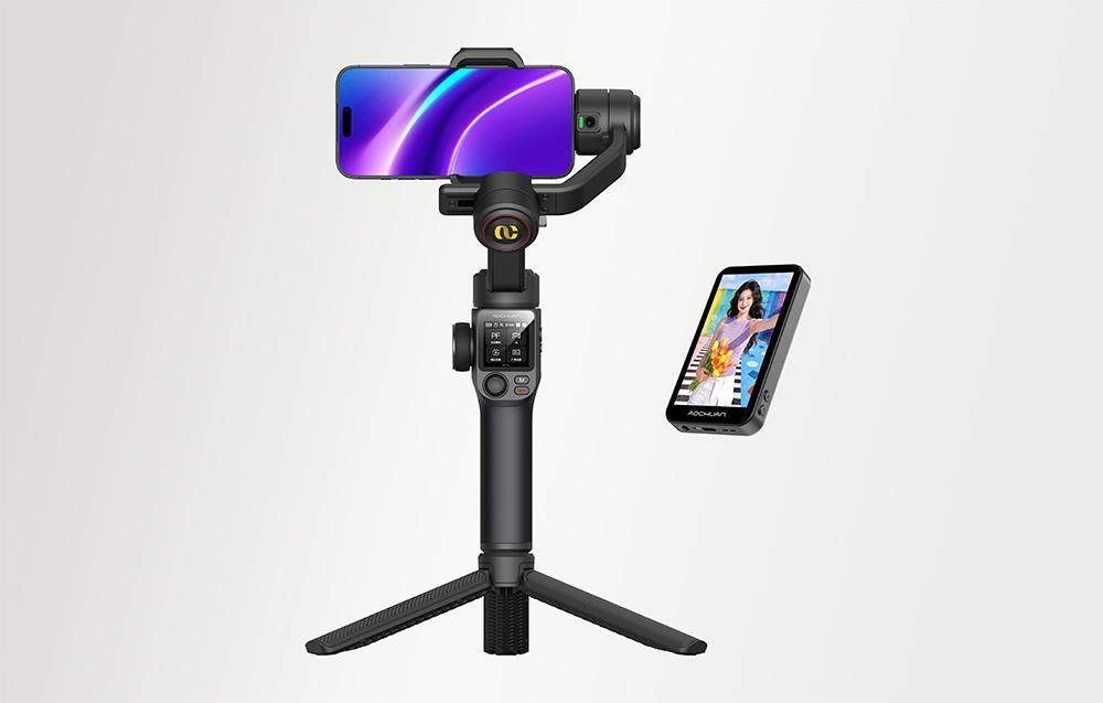 AOCHUAN S3 háromtengelyes okostelefon-gimbal kijelzővel, fekete-5
